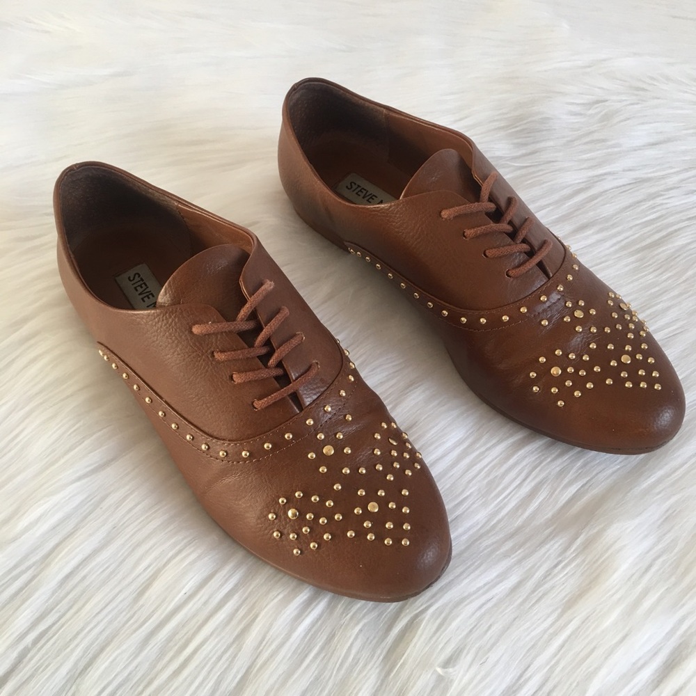 Steve Madden Tommyboy Studded Oxford Shoes Cognac